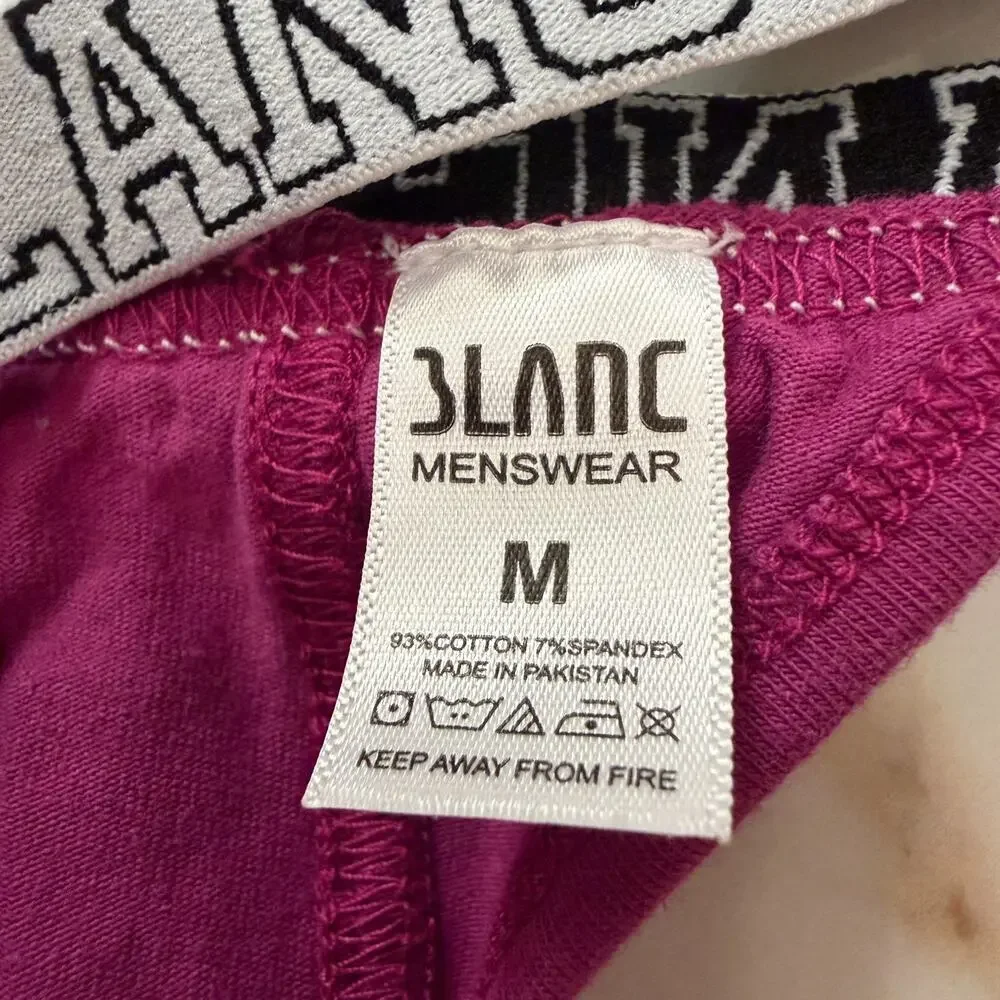 NEW Blanc Menswear Cotton BL4158 Sporty G-String Thong Color Purple Size Medium